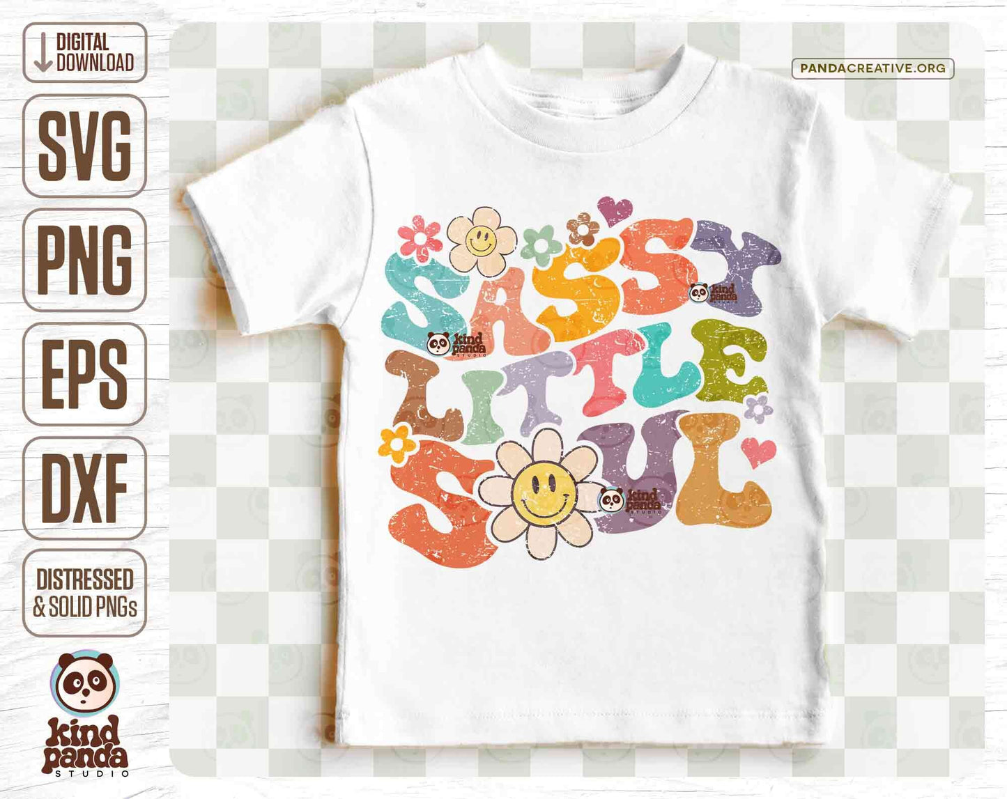 Sassy Little Soul SVG PNG Retro Sublimation, Smile Flowers, Grunge Kids Shirt Design, Boho Girl Shirt svg, Groovy Kids png, Sarcastic Baby