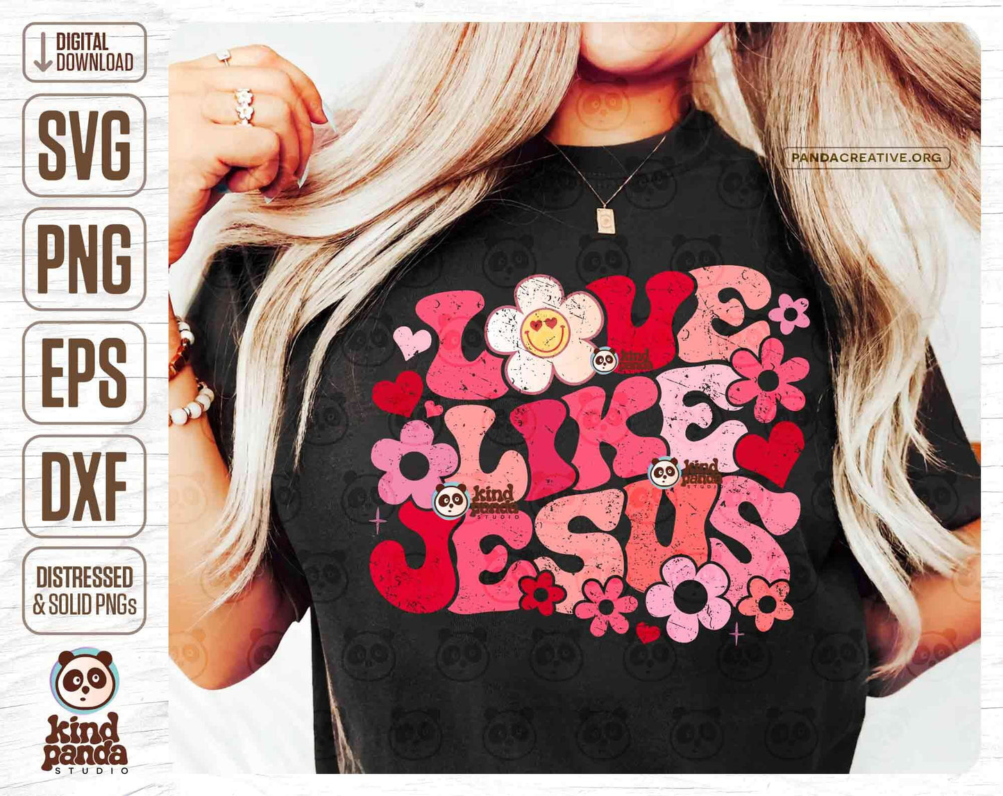 Floral Jesus Love SVG PNG Sublimation, Pink Retro Love Like Jesus, Groovy Religious T-shirt Hoodie Design, Aesthetic Christian DTF Transfer