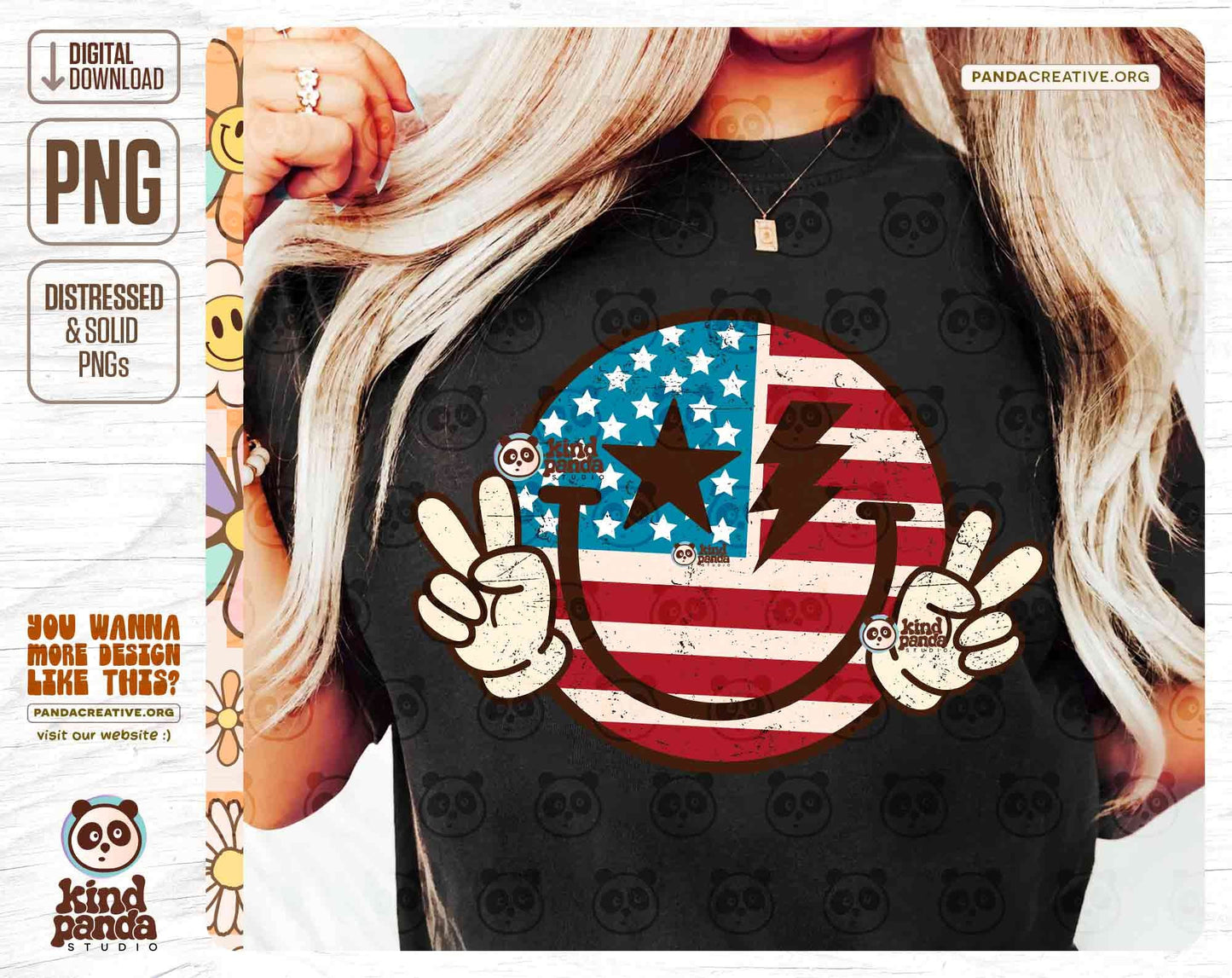 Peace Smile Face USA PNG, Vintage America Sublimation, 4th of July DTF Transfer, Retro Patriotic Kids Shirt & Hoodie Design, Screen Print