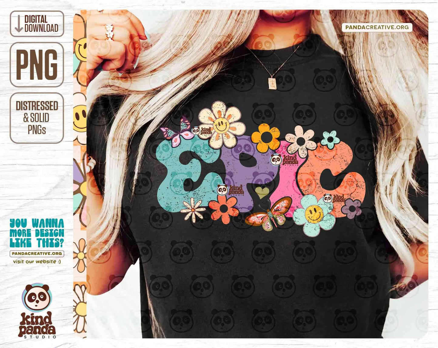 Floral Epic PNG Sublimation, Vintage Kids Shirt DTF Design, Grunge Smile Face Screen Print, Epics Mascot, Game Day, Retro School Team DTG