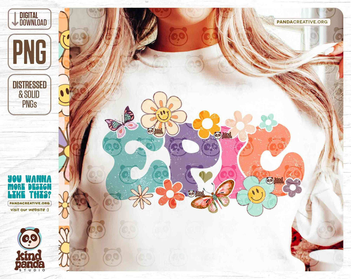Floral Epic PNG Sublimation, Vintage Kids Shirt DTF Design, Grunge Smile Face Screen Print, Epics Mascot, Game Day, Retro School Team DTG