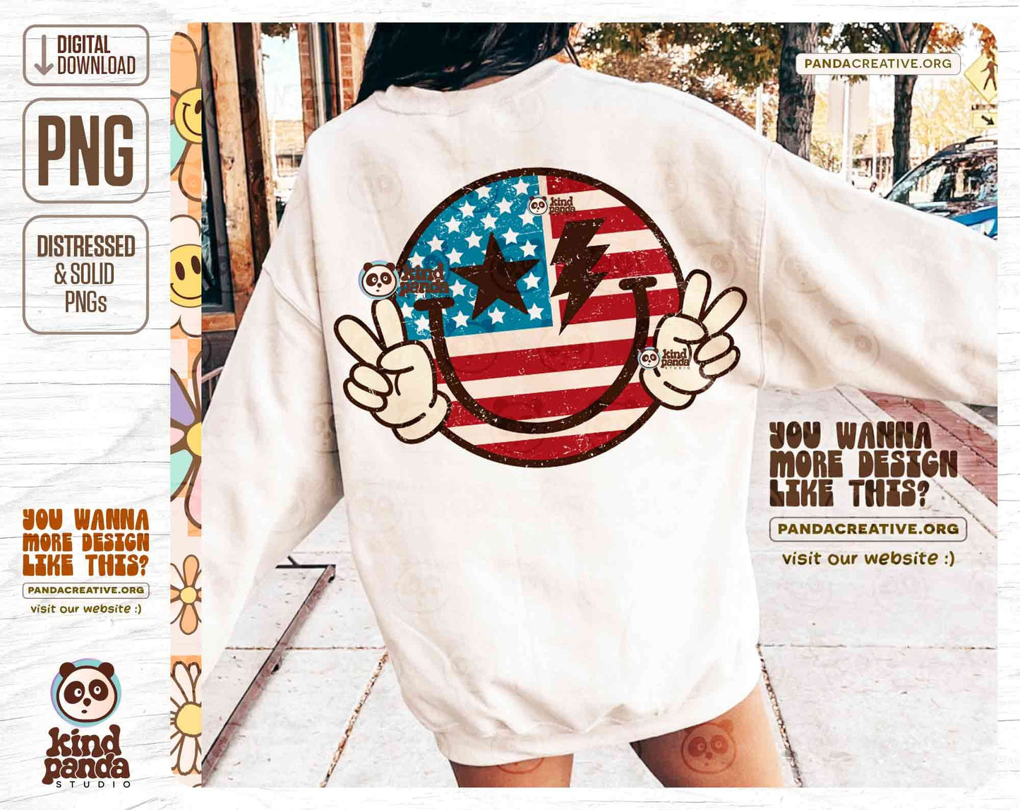 Peace Smile Face USA PNG, Vintage America Sublimation, 4th of July DTF Transfer, Retro Patriotic Kids Shirt & Hoodie Design, Screen Print