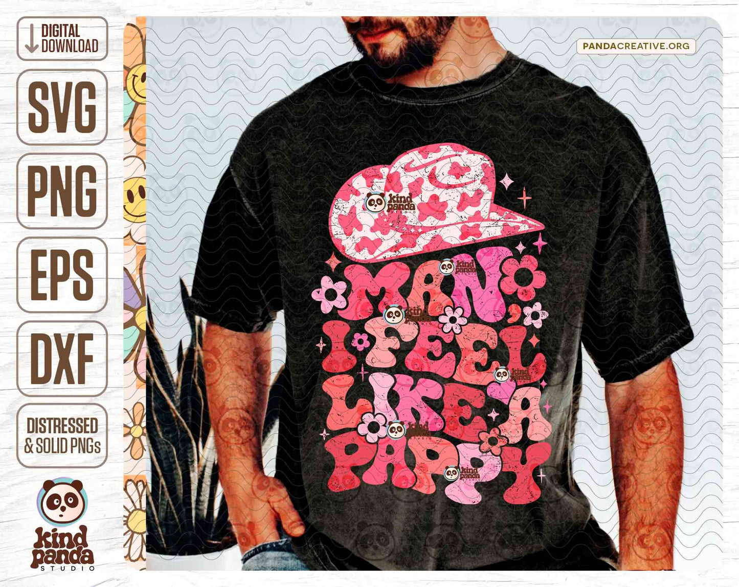 Man I Feel like a Pappy SVG PNG, Western Dad Shirt Sublimation, Granddad Girl Baby Announcement Party, gender reveal, pink leopard father